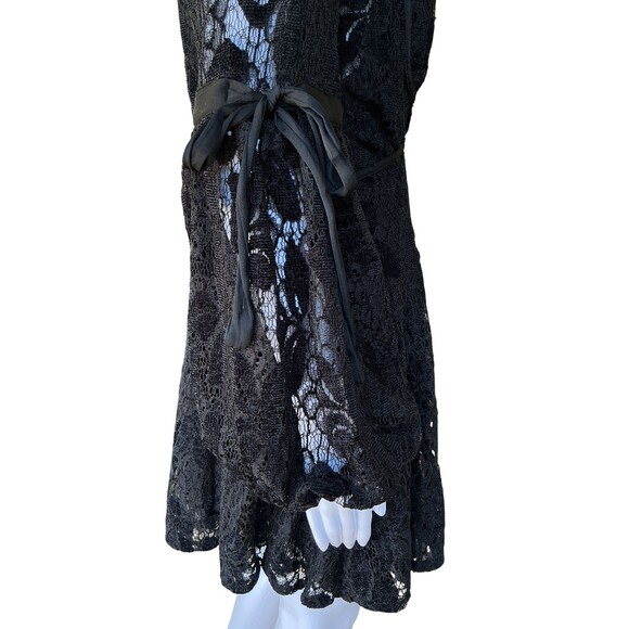 Free People Ruby Lace Mini Dress Balloon Sleeve Black BOHO Witchy Romantic Goth - Picture 6 of 16